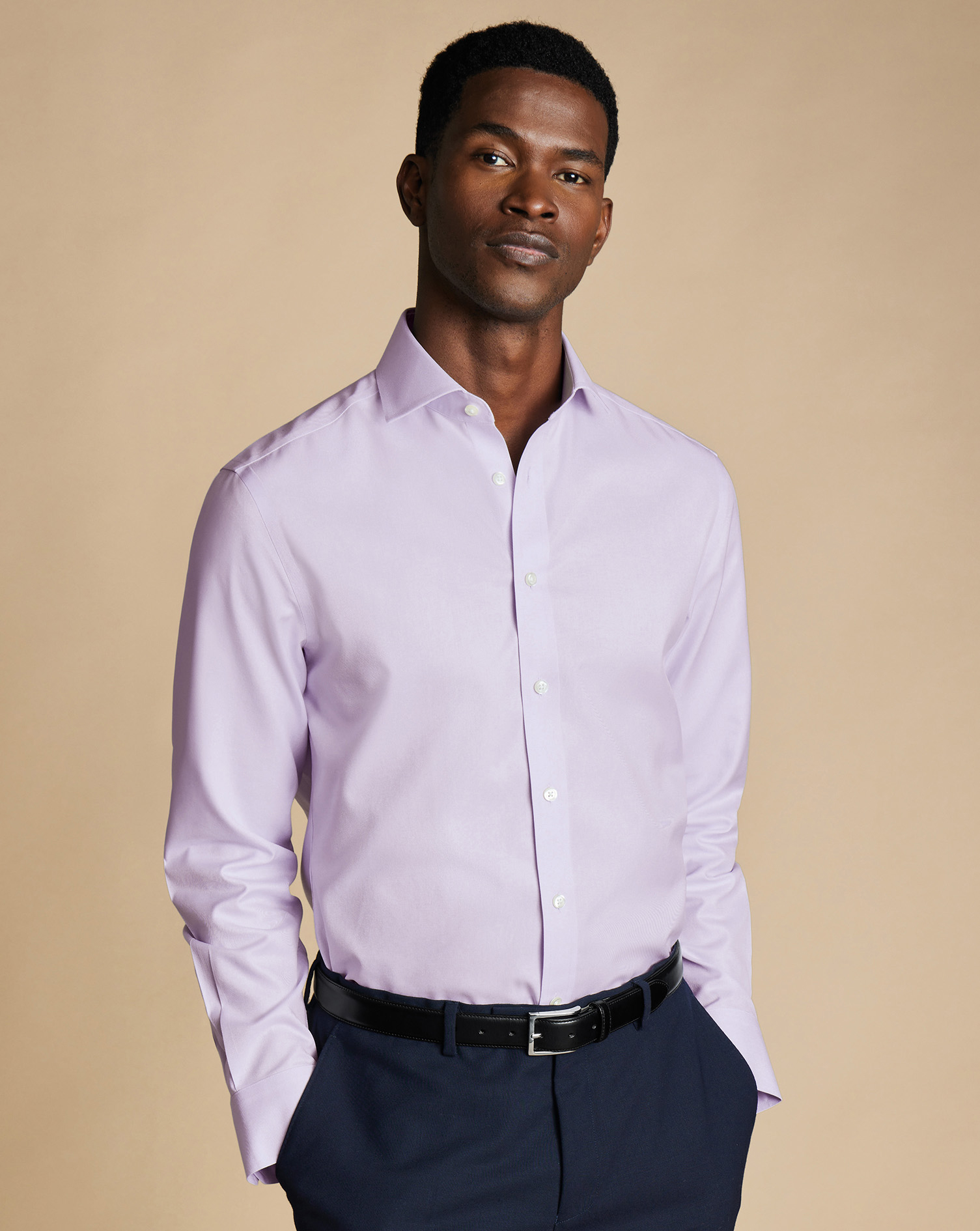 Cutaway Collar Non-Iron Twill Shirt  - Lilac Purple